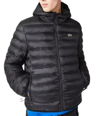 LACOSTE Mens Black Slim Fit Hooded Thermore Puffer Jacket Size XL BNWT - Image 1 of 3
