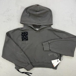 Honor The Gift Hoodie Women's Oversized Patchwork Cropped Grey Size XL NWT - Picture 1 of 14