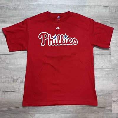 Philadelphia Phillies Mens Jersey T Shirt Large Red Chase Utley 26 2008 Majestic - Image 1 of 4