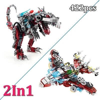2-in-1 Mechanical Dinosaur & Fighter Aircraft Building Blocks 422 PCS MOC Model - Image 1 of 4