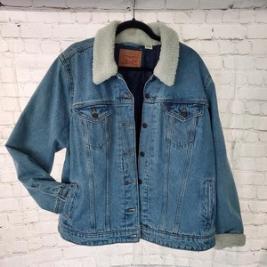 NWOT Levi’s Strauss & Co Sherpa Trucker Denim Jacket Men's Button Size 2XL - Picture 1 of 7