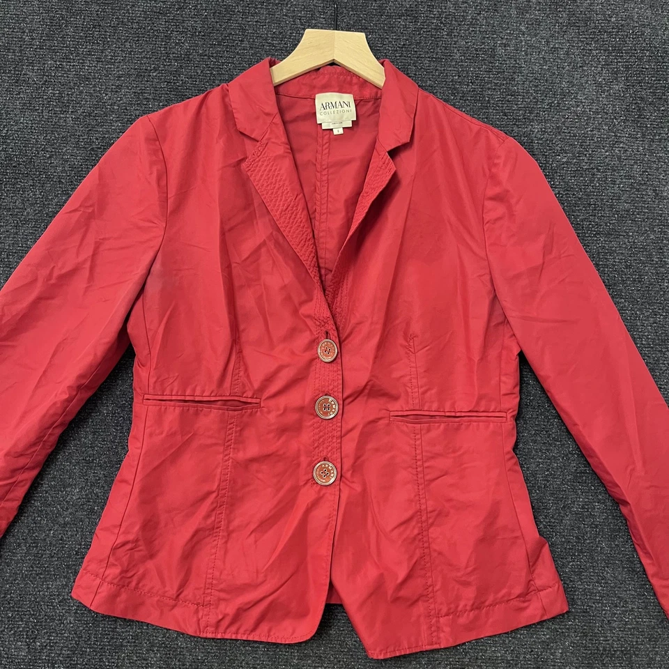 Blazer Armani Collezioni Mujer 8 Rojo 3 Botones Chaqueta Muesca Solapa Ligero Foto 1 de 4