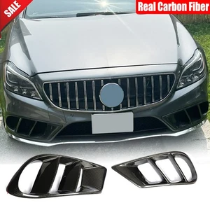 Real Carbon Front Fog Light Air Cover For Benz W218 CLS400 CLS550 Sport 2014-17 - Picture 1 of 15