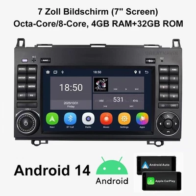 Autoradio für Mercedes Benz Viano Vito 7" CarPlay GPS Navigator +BT 8-Core 4+32G - Bild 1 von 4