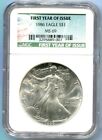 1986 AMERICAN SILVER EAGLE ASE S$1 NGC MS69 SPECIAL FIRST YEAR TAG