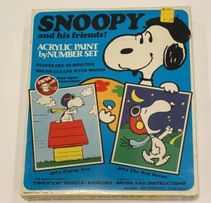 Vintage SEALED Peanuts Snoopy Paint By Number Flying Ace Red Baron 70s Rare - Bild 1 von 3