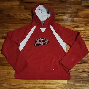 Vintage Nike Sportswear Gym Workout Red Gray Tag Hoodie Sweatshirt Girls L 14 - Picture 1 of 9