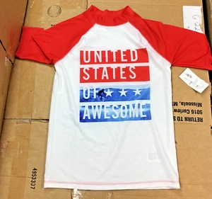 Old Navy Boys 14-16 Short Sleeve Swim Shirt USA Summer T23 - Picture 1 of 6