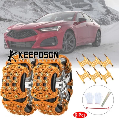 Para Acura TLX 6 piezas Rueda Coche Nieve Neumáticos Cadenas Antideslizante Invierno Seguro de Emergencia Foto 1 de 4