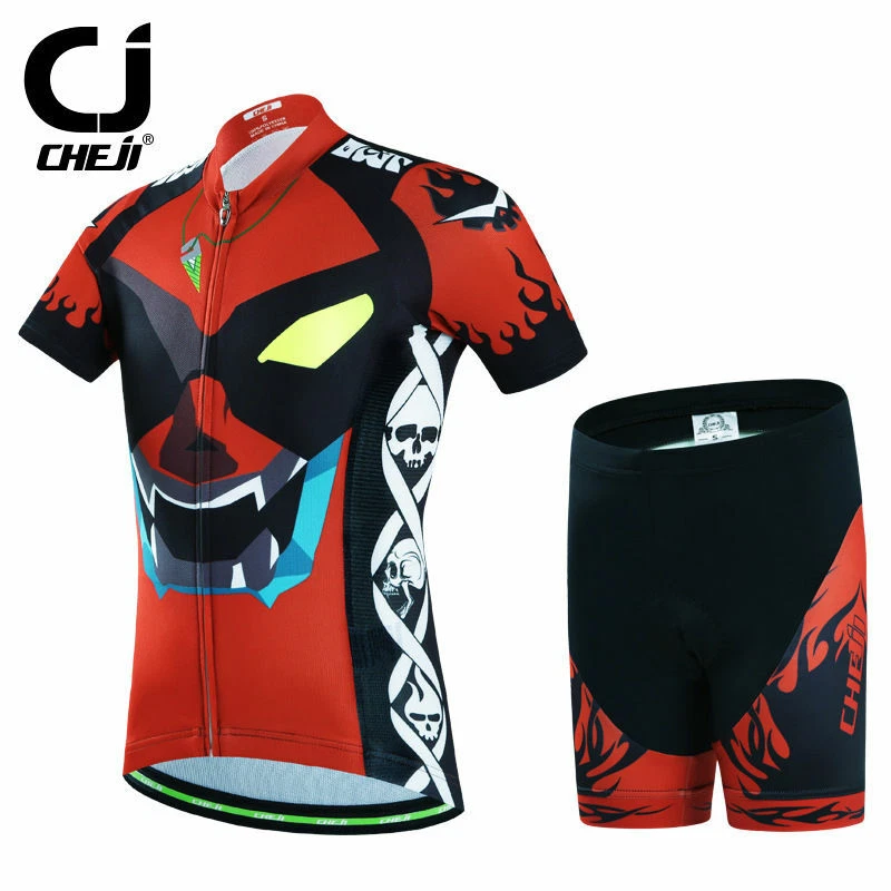 Conjunto acolchoado de jersey e shorts de ciclismo infantil CHEJI iEyes meninas meninos - Imagem 1 de 4