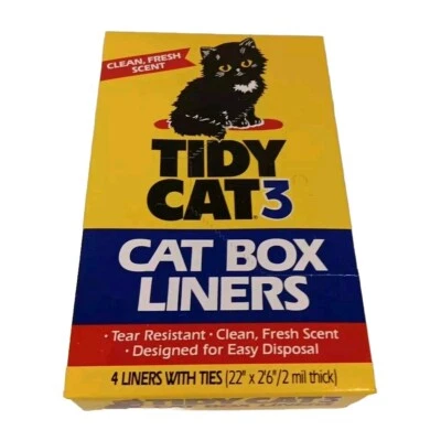 De colección Tidy Cat 3 cajas forros 22" X 30" 2 mil paquete de 4 NUEVO COMO NUEVO 1989 descontinuado Foto 1 de 4