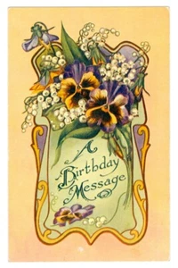 Vintage Postkarte Eine Geburtstagsnachricht #356 unbenutzt unbesendet getrennt - Bild 1 von 3