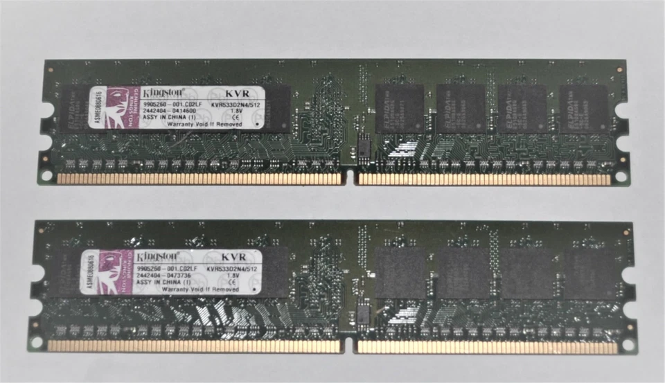 512 MEMORY KINGSTON KVR533D2N4/512 PAIR CHIPS - Image 1 of 1