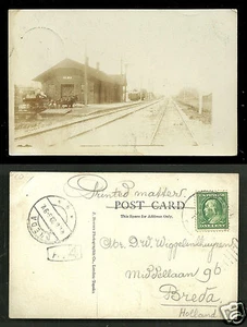 Alma rppc Railway Railroad Station Depot Bowers KS Kansas stamp 1909 - Picture 1 of 3
