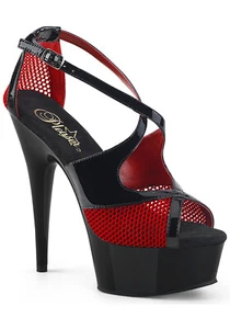 PLEASER DELIGHT-652-1 *6" Heel, 1 3/4" PF Two Tone Peep Toe Criss-Cross Sandal - Picture 1 of 6