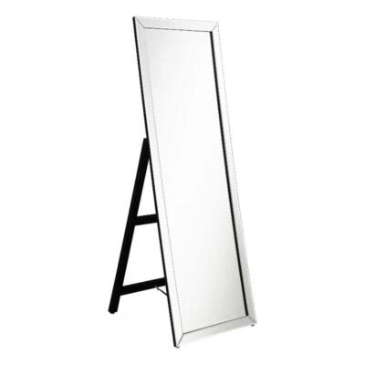 Pemberly Row Modern Glass Rectangle Cheval Mirror in Silver Finish - Image 1 of 4
