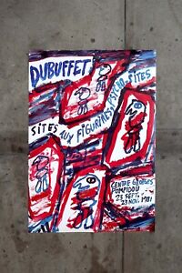 1981 Jean Dubuffet Pompidou Exhibition Poster Psycho-Sites Vintage
