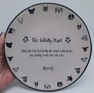 "Bandeja para servir golosinas de hueso de cachorro Rae Dunn "THE GIVIN PLATE"" para mascotas perros cachorro 7 3/4" - Imagen 1 de 6