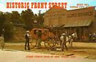 CARTE POSTALE VINTAGE STAGE COACH HOLD UP AND "SHOOT OUT" BOOT HILL DODGE CITY KANSAS