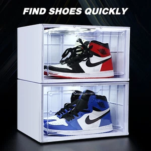 2Pack Sound Control LED Light Shoe Box Sneaker Storage Collection Display Rack - Picture 1 of 10