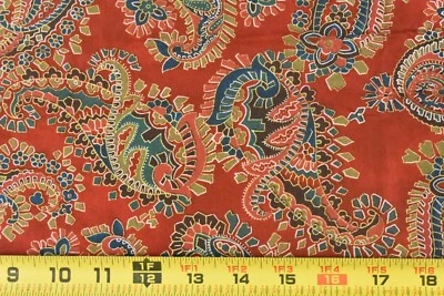 25" Long, Vintage, Abstract Paisley w Metallic-Gold Quilt Cotton, Benartex,P6255 - Image 1 of 4