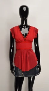 Vintage Motivi Y2K Coquette Fairy Red Mesh Top Size S? - Picture 1 of 10