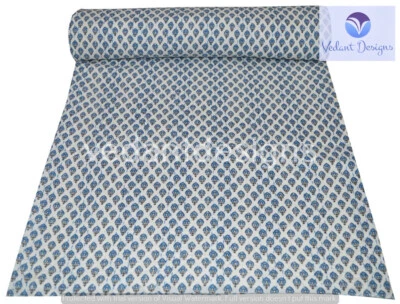 Colcha queen de algodão indiana feita à mão bloco Kantha reversível - Imagem 1 de 4