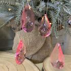 4 Clear Pink Glass Crystal Hanging Christmas Tree Decorations Gisela Graham