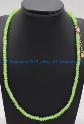 Natural 2x4mm Green Peridot Rondelle Gemstone Beads Necklace 16-28" AAA - Image 1 of 4