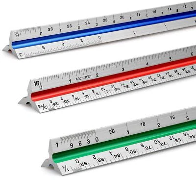 ARCHITECTURAL SCALE RULER ALUMINUM Architectural Scale Ruler Set Aluminum Architect Ruler for Engineers 1 Pack 12"