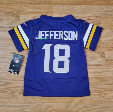 Justin Jefferson #18 YOUTH Purple S-XL Stitched Jersey Cover