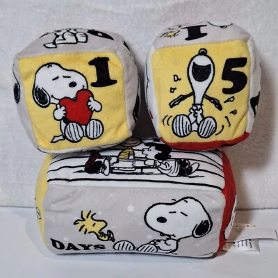 Peanuts Snoopy Soft Milestone Blocks x 3 Velour Multi-Use Toy Decor 2023 - image 1 of 4