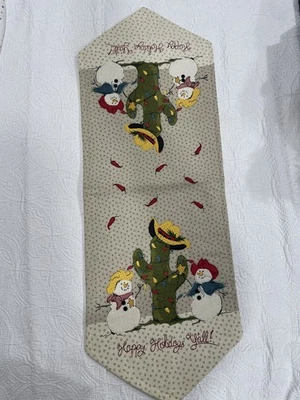 St. Nicholas Square Holiday Table Runner Christmas Snowmen southwestern 13x35"  - Image 1 of 3