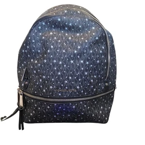 Michael Kors Rhea Zip Backpack Star Print Black White Coated Canvas Purse - Picture 1 of 19