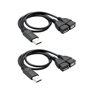 1 Usb Male To 2 Usb Female Adapter Data Charging Cable Usb 2.0 Extension Cable - Afbeelding 1 van 8