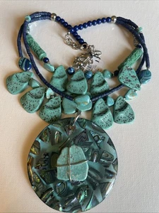 CHICOS "HERA PENDANT" Necklace NWT Turquoise And Silver Tones 18 In - Picture 1 of 6
