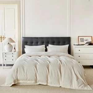 Cream Waffle Weave Duvet Cover King 100% Cotton 3 Pcs Set 1 Beige Textured - Picture 1 of 7