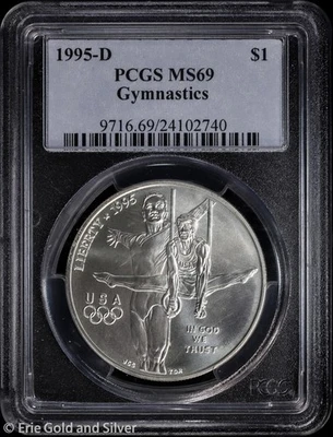 1995-D $1 Olympic Games Gymnastics Commem Silver Dollar PCGS MS 69 - Image 1 of 4