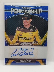 2024 PRIZM NASCAR RACING BLUE SHIMMER Gold Penmanship AUTOGRAPH CARL EDWARDS /4 - Picture 1 of 2