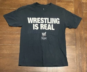 Travis Scott x WWE Wrestling Is Real Black T-Shirt Cactus Jack  Size M The Rock - Picture 1 of 3