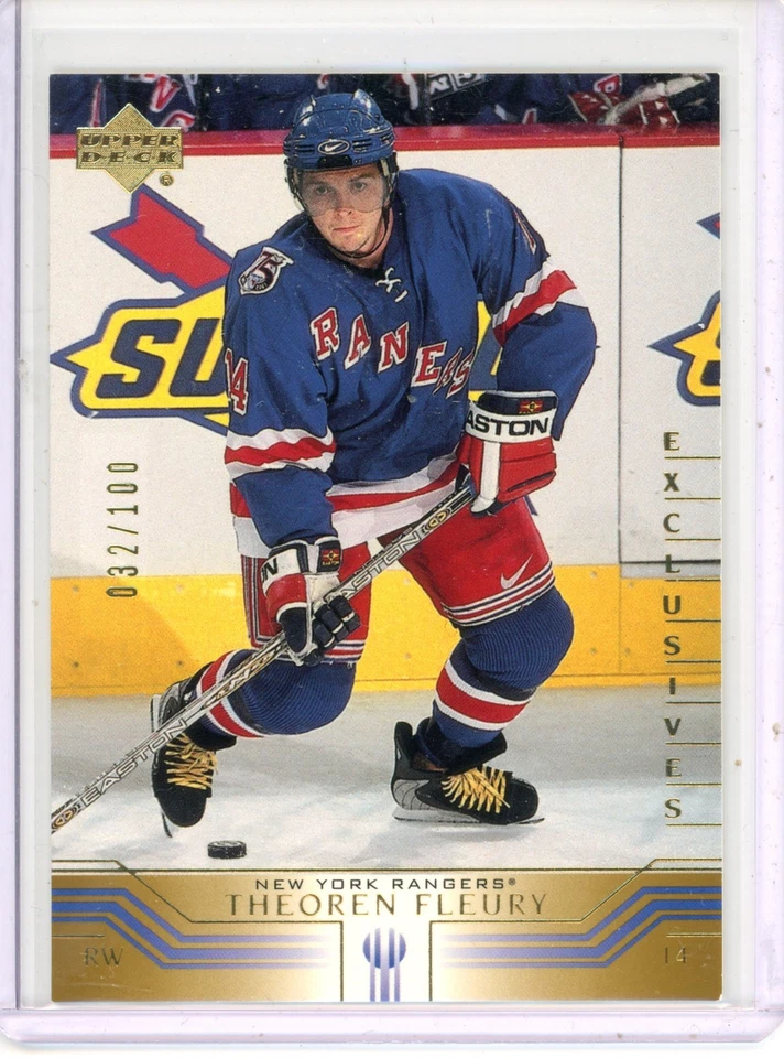 2001-02 Upper Deck Theoren Fleury 115 UD Exclusives/100 New York Rangers Flames Foto 1 de 1