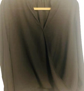 Timing Black Long Sleeve Draped Blouse - Size L, Made in Vietnam, Chic & Elegant - Picture 1 of 7