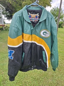 Vintage RARE Jeff Hamilton NFL Green Bay Packers All Leather Jacket Size XL - Bild 1 von 17