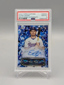 2024 Topps Sapphire Selections #SSAEC Evan Carter RC Auto PSA 10 Rangers - Picture 1 of 2