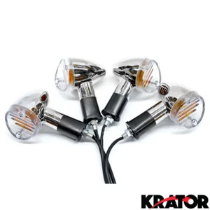4 x Chrome Amber Metal Bullet Turn Signals for Harley Cruiser Chopper Cafe Racer - Picture 1 of 5