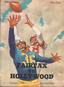 1953 Oct 9 \ HOLLYWOOD vs FAIRFAX California H.S. football program COCA-COLA - Picture 1 of 3