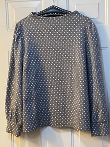 Talbots Womens Sz 2X Knit Top Pullover Gray/White/Metallic Polka Dot - Picture 1 of 11