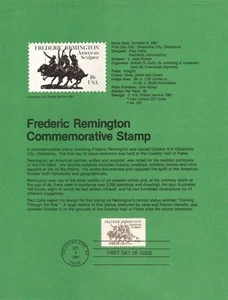 Página de recuerdo #8126 18c Frederic Remington - Scott #1934 USPS - Imagen 1 de 1