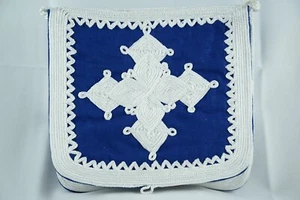 Moroccan Purse Handbag Shoulder Bag Embroidered Made In Morocco Blue & Rust - Picture 1 of 16