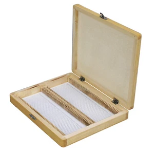 Microscopio AmScope PS100-WB caja de madera deslizante (capacidad de 100 extensiones) - Imagen 1 de 2